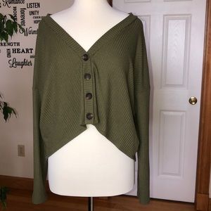Cropped Army Green Sweater
